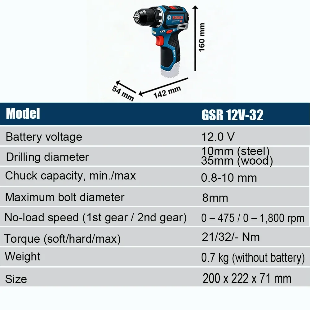 Bosch Professional GSR 12V-32  - Power Tools Cordless review and price